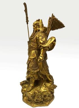 黄铜关公像摆件武财神九龙关二爷像关公像关公像大号