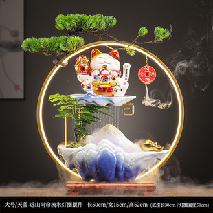 创意流水招财猫招手摆件创意客厅桌面办公室玄关乔迁新居开业礼品