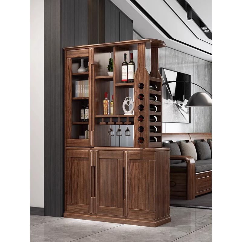 胡桃木实木间厅柜隔断柜现代中式屏风柜进门酒柜鞋一体入户玄关柜