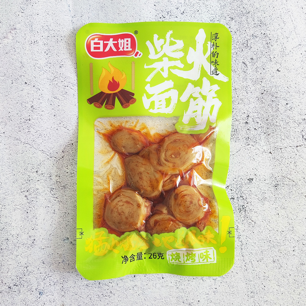 白大姐烤面筋卷孜然香辣黑鸭面筋串辣条休闲网红素零食品小吃即食