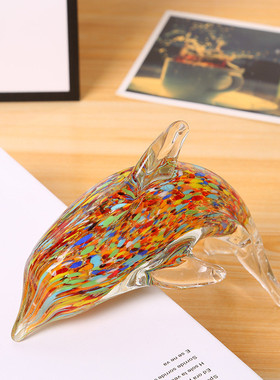 爆款创意手工礼品工艺品摆件海星大象小象海豚家居装饰彩色玻璃