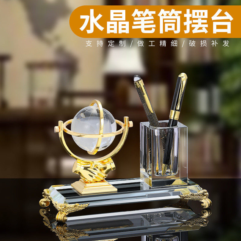 商务水晶笔筒创意礼品纪念品开业办公室摆件帆船一帆风顺乔迁家居