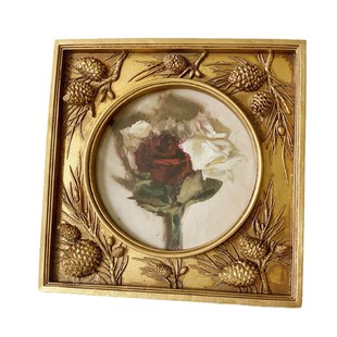 欧式古典松果浮雕组合树脂相框正方形摆台复古油画框挂墙金箔画