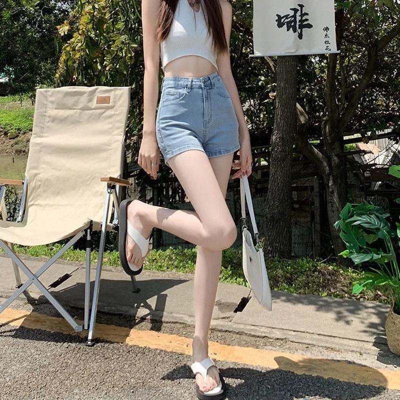 辣妹牛仔短裤女2025年夏季薄款韩式小个子高腰热裤显瘦弹力紧身裤