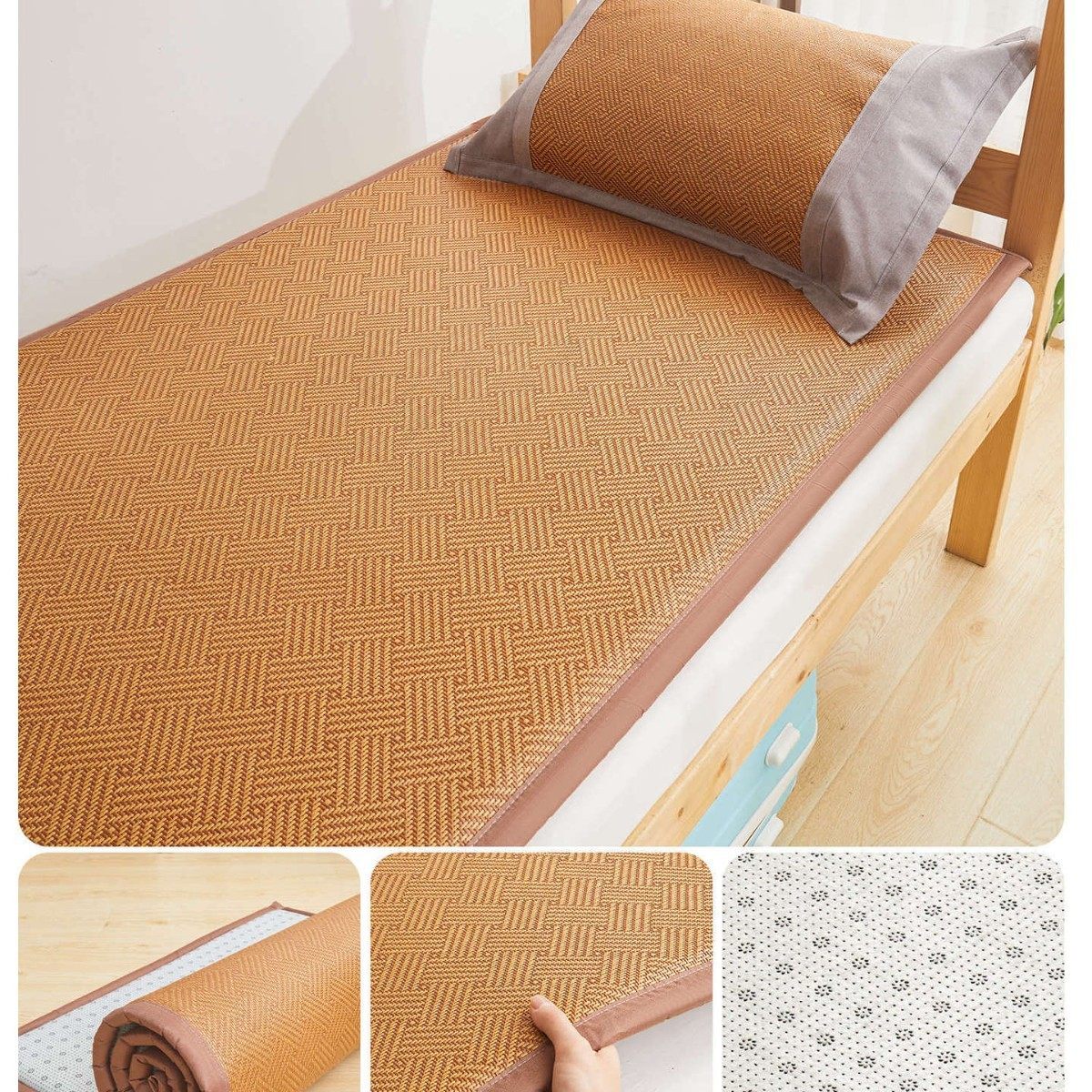 学生宿舍凉席床垫上下铺加厚夹软垫藤席两用垫子出租房单人床棉子