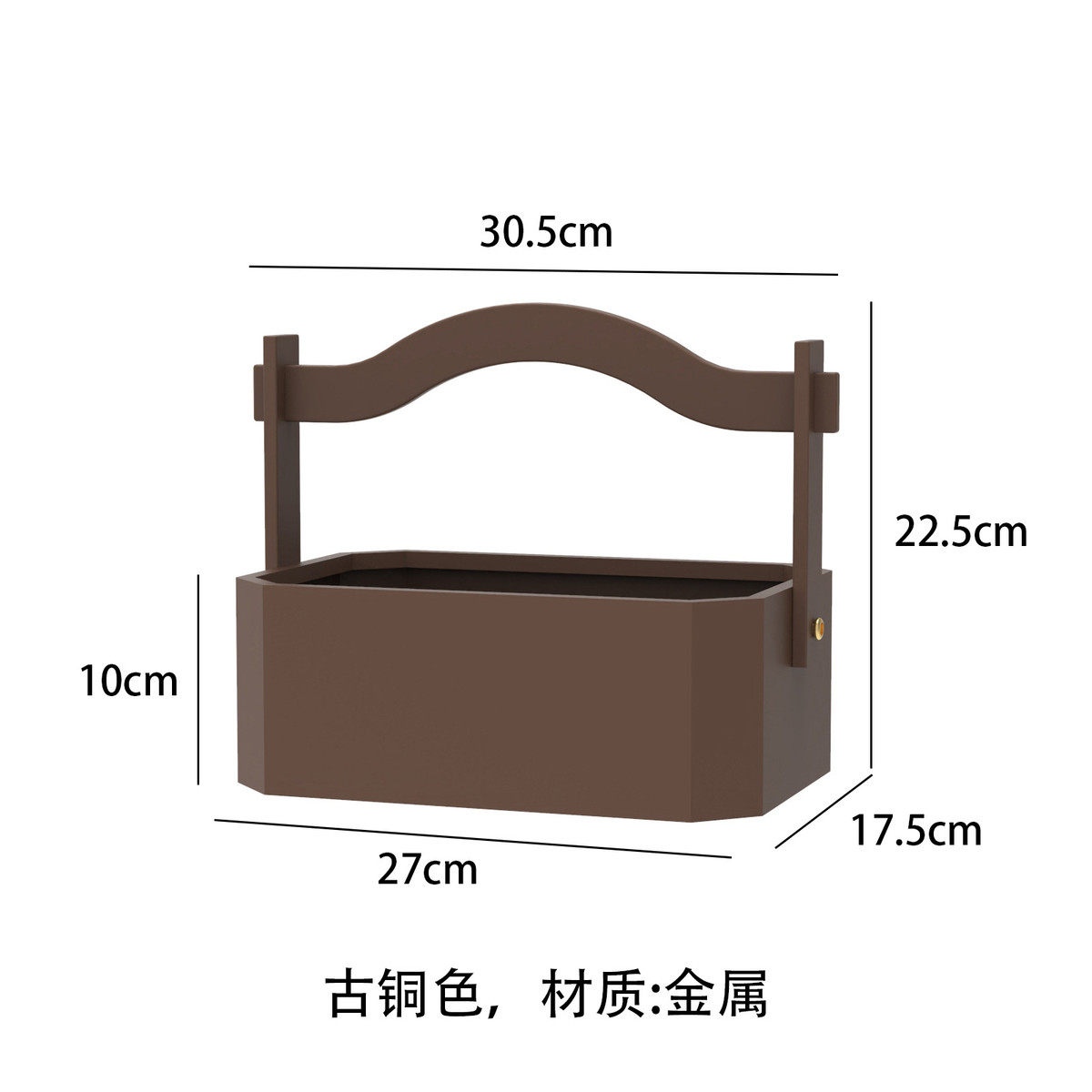 新中式蝴蝶兰提篮花盆银柳冬青年宵花福桶金属插花器客厅摆件花篮