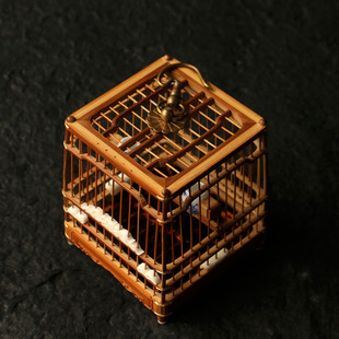 精品徽派名家李永攀純手工制作方形老玉竹蟈蟈籠竹雕竹制蛐蛐籠子
