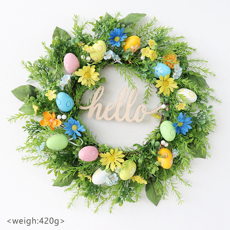 创意礼品彩蛋花环复活节节日橱窗装饰庭院门饰墙壁挂饰花圈
