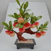 玉器盆景小12桃家居饰品玉石客厅摆件子树工艺品送礼佳品