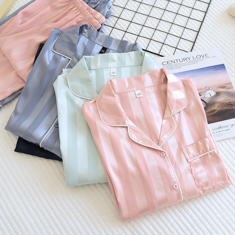 情侣睡衣女春秋款长袖套装冰丝夏季薄款高级感日系宽松家居服男士