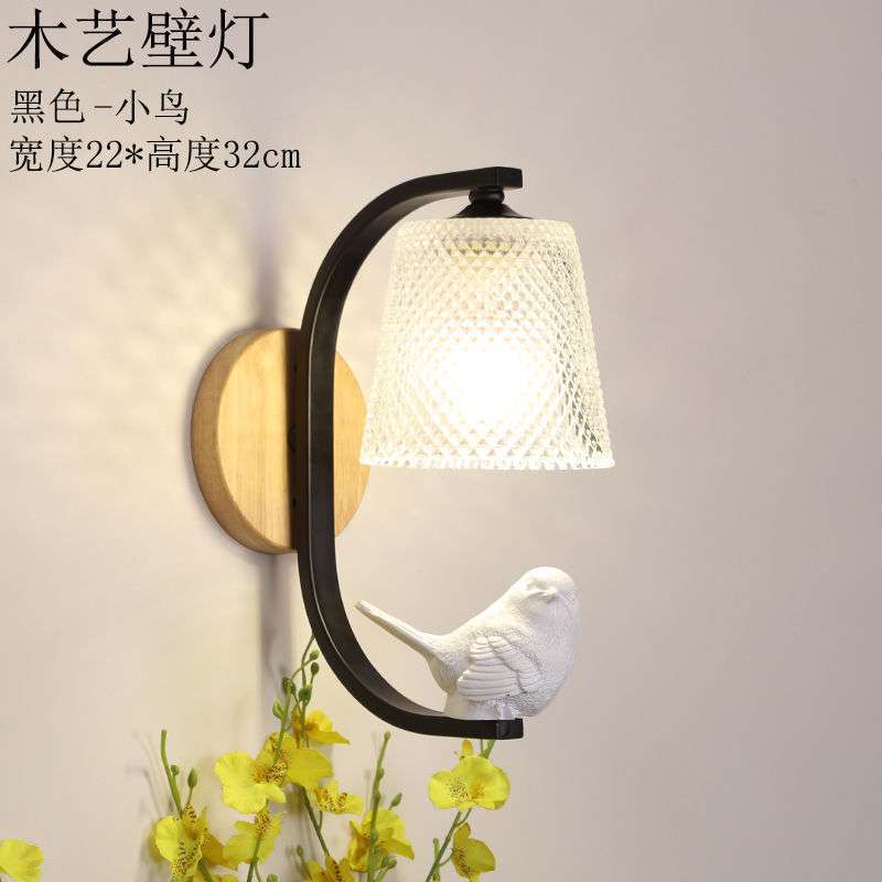 北欧新款创意小鸟壁灯儿童房个性卧室客厅楼梯过道壁灯简约床头灯