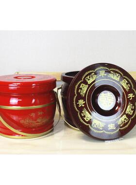 实木子孙桶结婚用品老式陪嫁子孙宝桶摆件大号木桶马桶子桶大红色