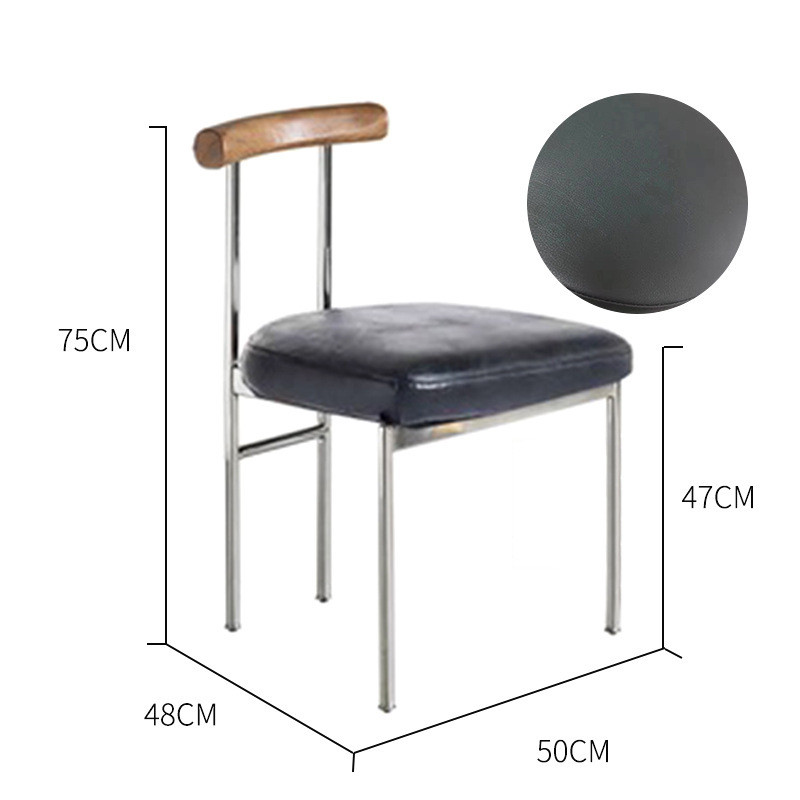 北欧不锈钢餐椅家用极简侘法式轻奢寂风餐厅简约意式原木书桌椅