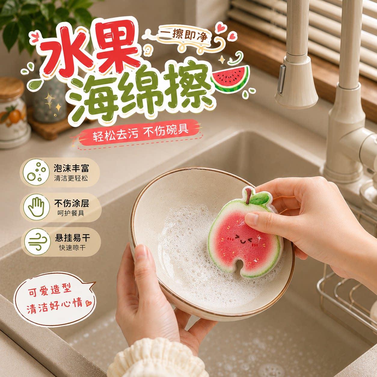 水果加厚吸水不伤锅海绵擦