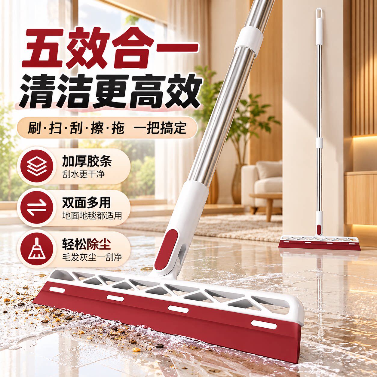魔术扫把免手洗不沾发刮水拖地