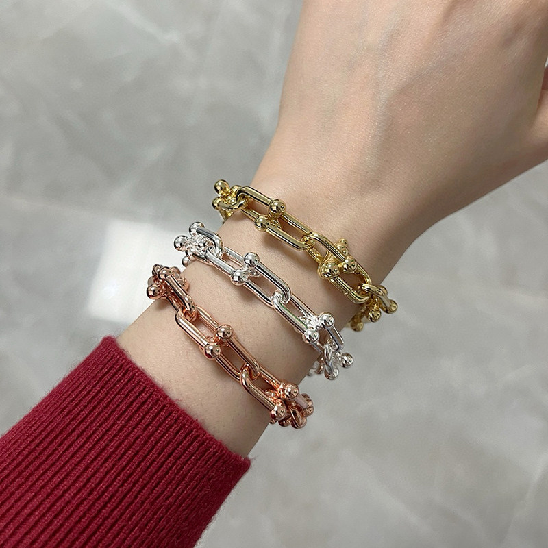 t家中号光面u形马蹄扣链环手链