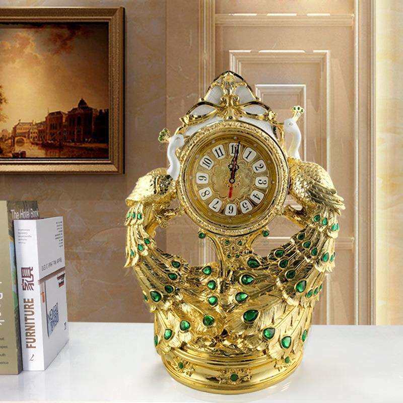 树脂电镀欧式双孔雀时钟 欧式风格玄关电视柜两边落地轻奢大摆件,乐器/吉他/钢琴/配件,其它乐器配件,淘宝优惠券,粉丝福利购,淘宝优惠卷