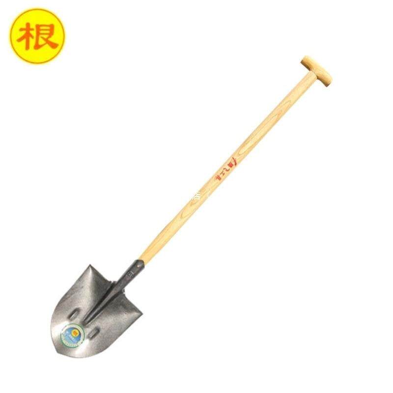 根牌T型一级椿木柄0.9米尖型尖锹铁锨铁铲铁锹锰钢淬火农用垒德株