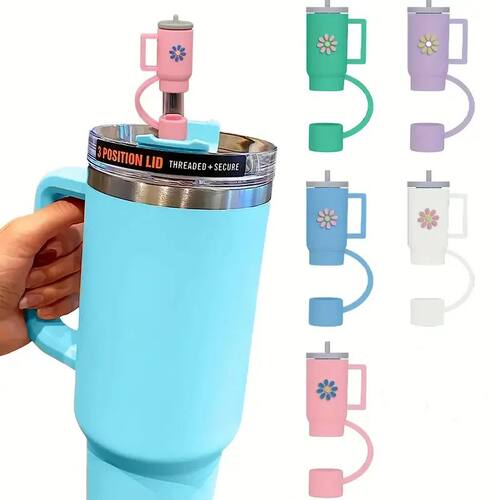 5Pcs Straw Cover Cap for Stanley Cup, Silicone Straw Topper