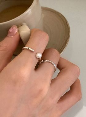 《西柚氧》925纯银戒指女开口细款指环个性简约食指戒礼物送女友