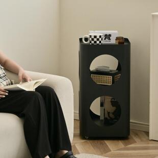 铁梵客厅旁可移动边几沙发边置物架铁艺边柜高带轮床头小户型黑色