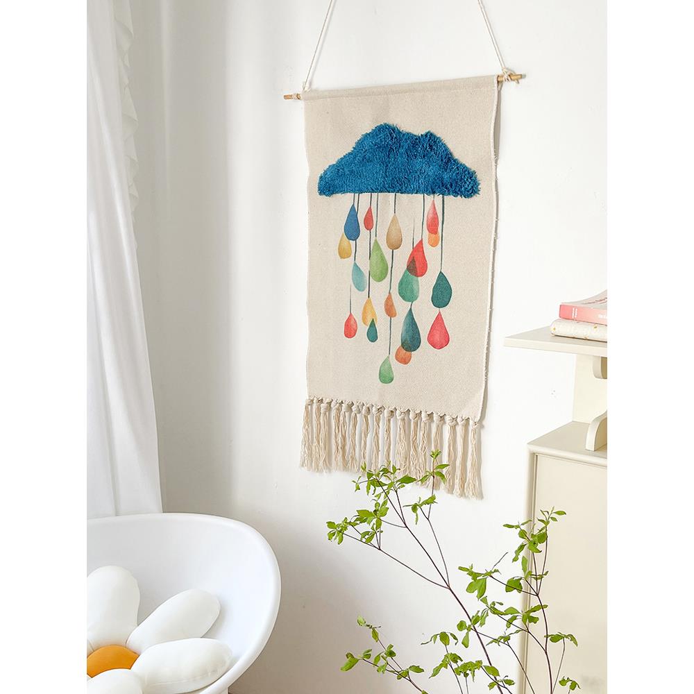 北欧网红棉麻手工流苏小挂毯卧室壁毯民宿装饰遮丑挂布飘窗搭配