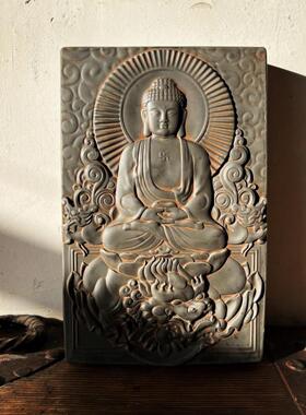 中式覆古汉砖雕刻佛像客厅书房装饰古典文房家居茶室砖雕摆件