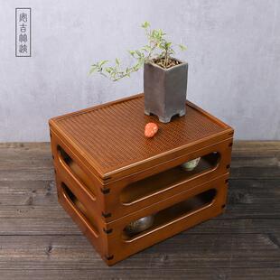 轻奢 竹制茶具收纳展示架烤漆干泡茶台茶器具整理箱茶道零配件中式