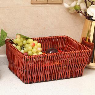 创意水果篮藤柳条水果盘糖果盘方形家客厅面包篮储物篮