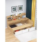 书架床集成壁挂式 实木单小公寓面板侧开式 气压1.2米榻榻米盒子储