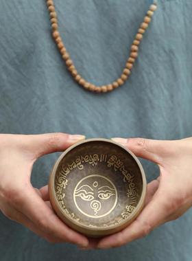 梵木果唱碗尼泊尔手工佛音碗瑜伽冥想梵语音碗冥想碗拨耳铜钟佛音