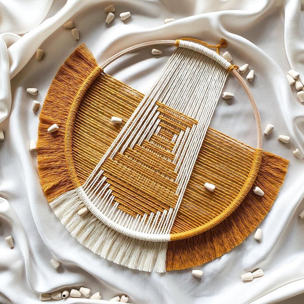 北欧圆圈壁挂手工编织挂毯 简约捕梦网 民宿家居墙饰 新款