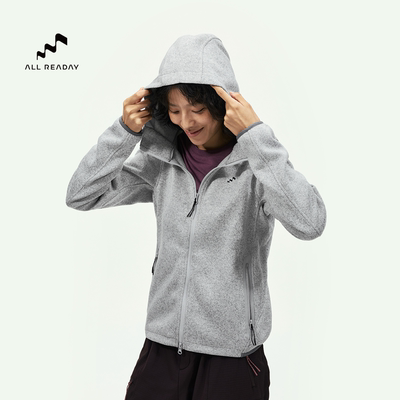 ALLREADAY新奇天抓绒卫衣保暖透气户外徒步运动中间层连帽外套女
