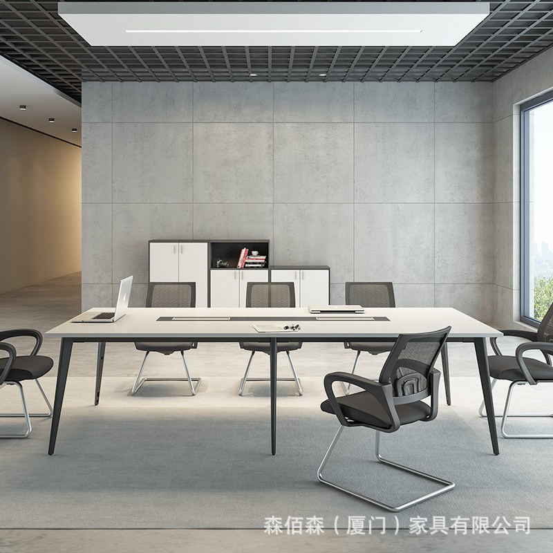 会议桌板式钢架办公桌椅现代简约洽谈桌2米2.4米3.6米公司开会桌