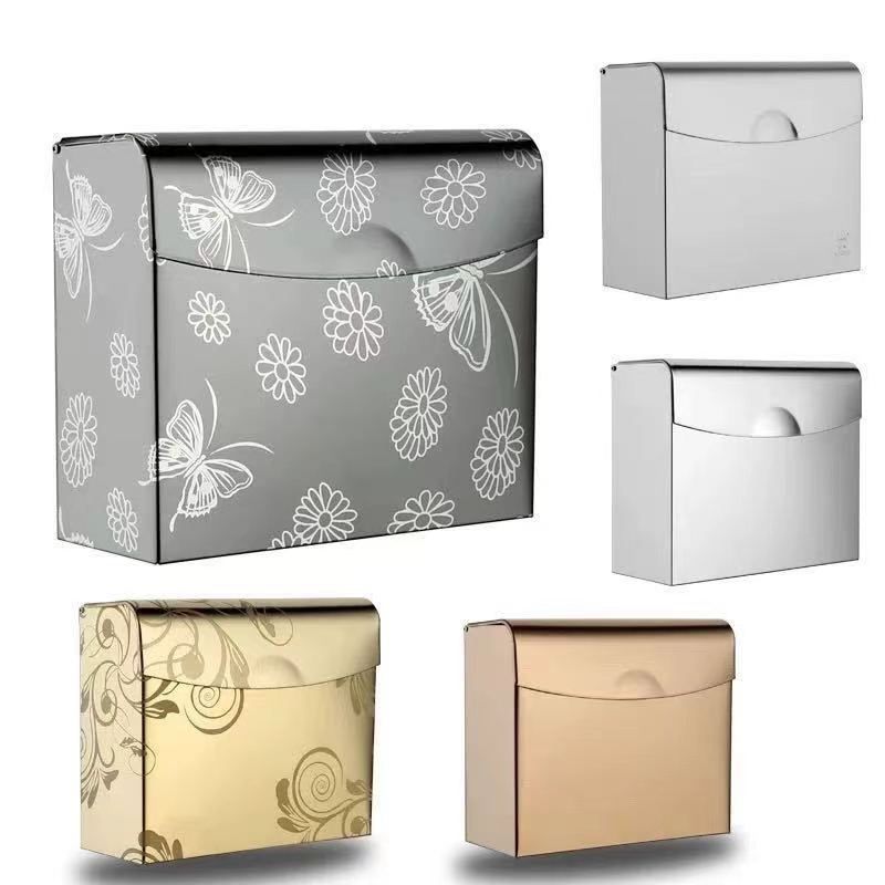 304不锈钢抽纸盒卫生间纸巾盒架方形卫生间厕所壁挂式纸箱