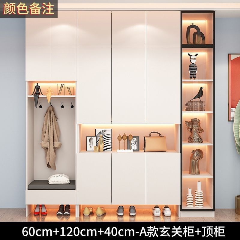 鞋柜家用门口实木入户鞋柜现代简约进门一体玄关柜轻奢入门柜隔断