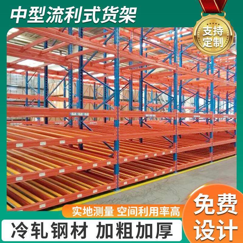 供应中型流利式货架 货物排列摆放展示架 仓储流利条导向货架