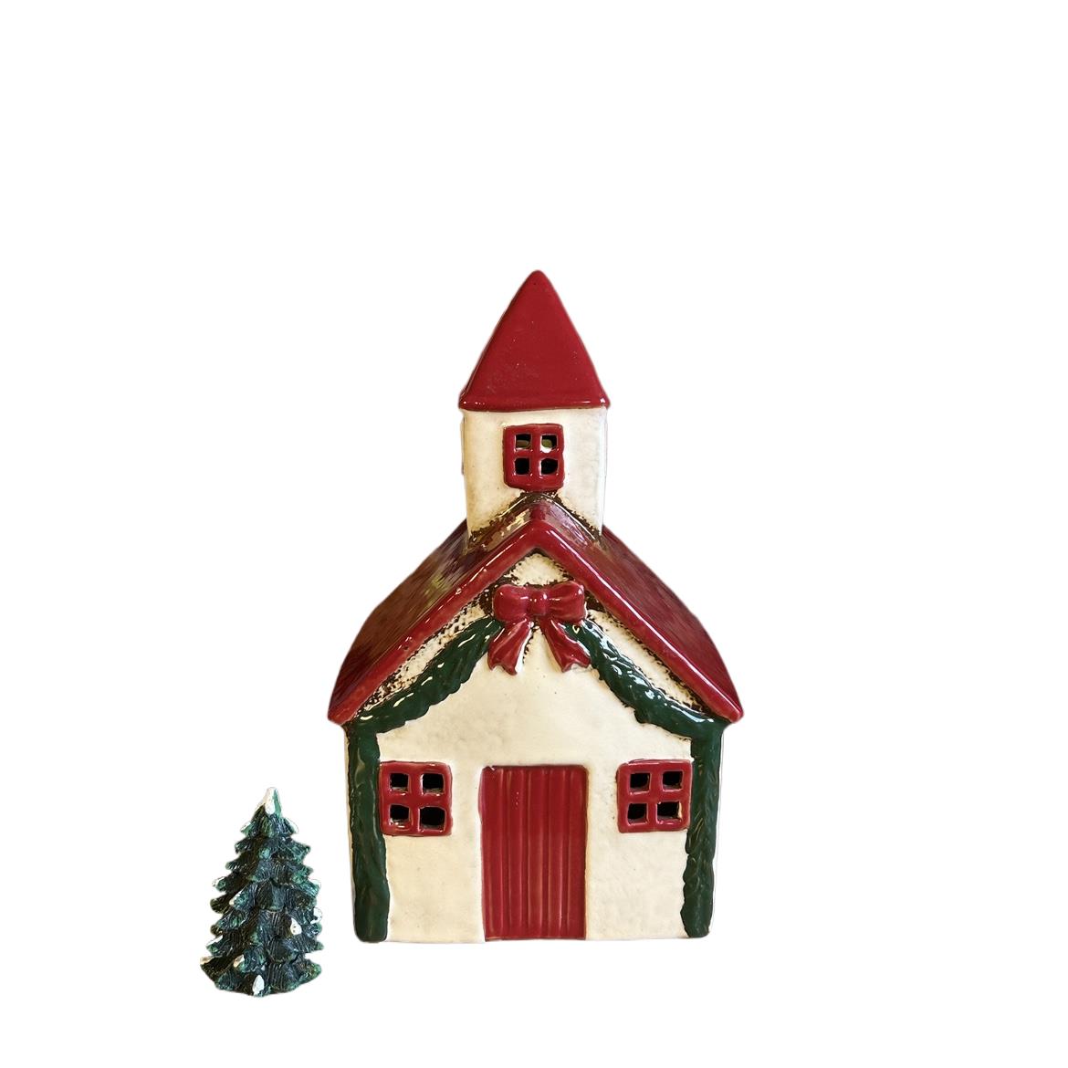 出口丹麦陶瓷圣诞牧场房子烛台仓鼠金丝熊房子窝摆件装饰品造景GR