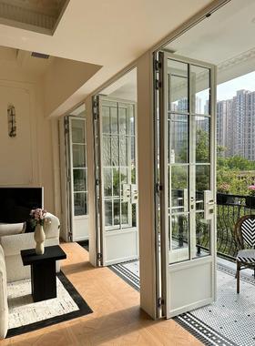 法式复古阳台折叠门定制铝合金折叠隔断门客厅卧室移动门