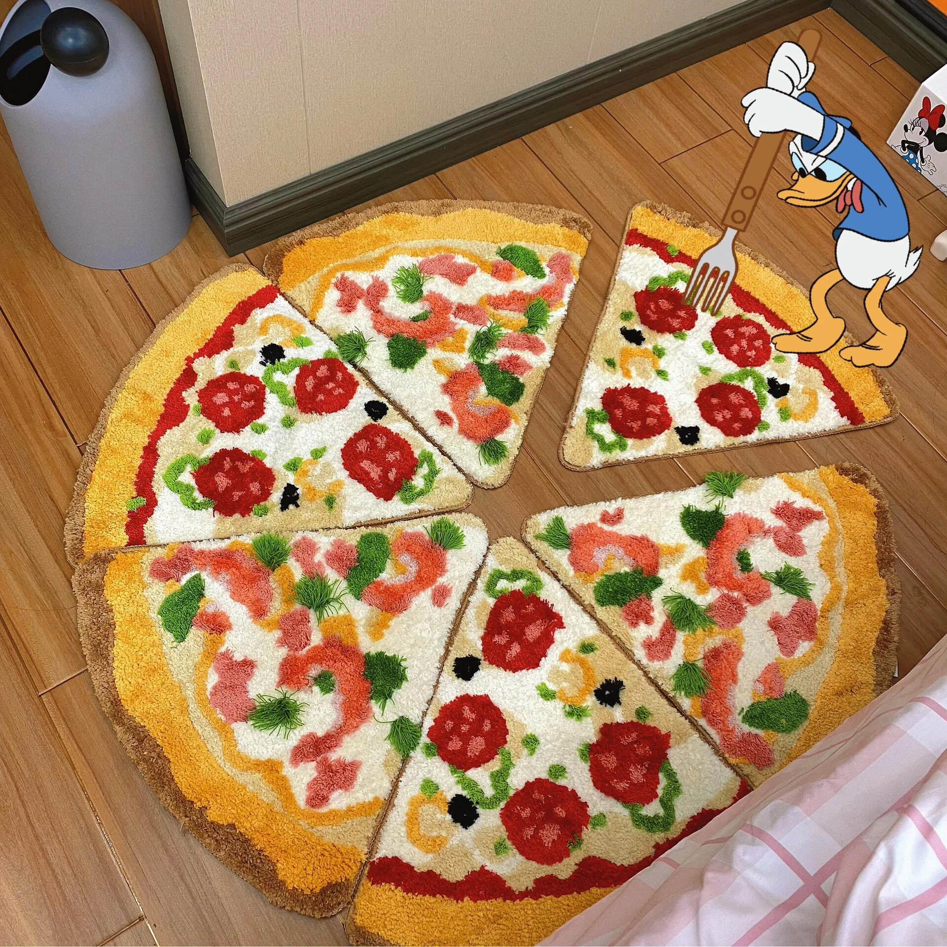 趣味披萨毛绒地毯卧室拼接个性地垫茶几坐垫隔凉垫仿羊绒床边毯垫