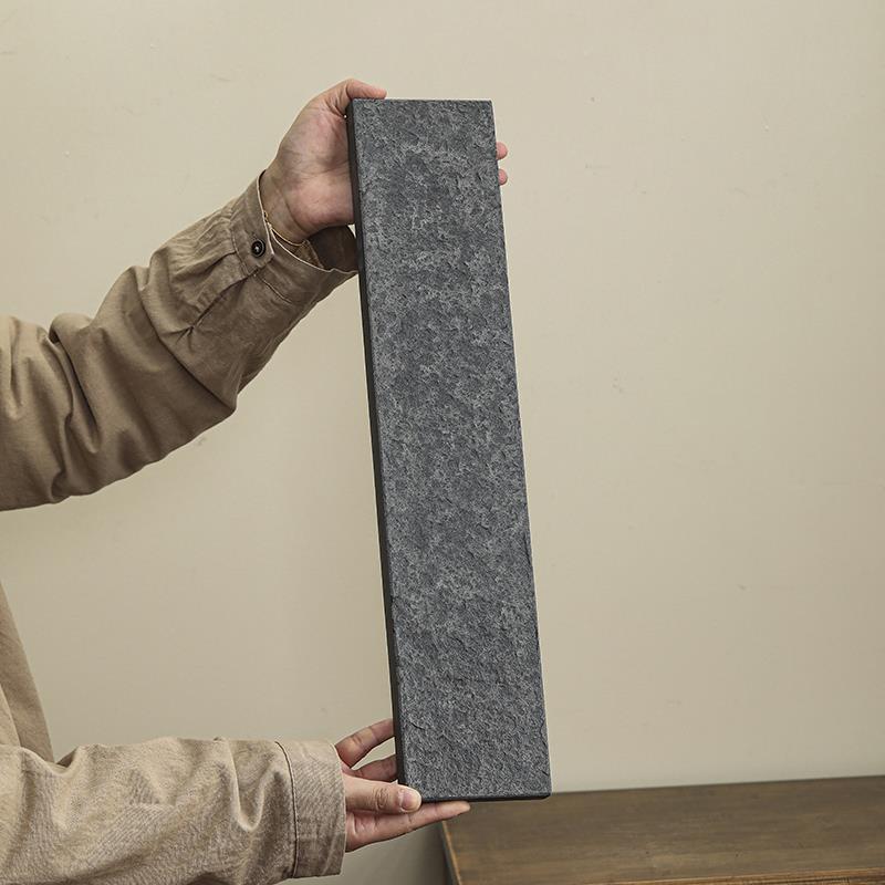 新款色明黄干泡盘整块石头切割成型火烧制成型简约茶盘茶道收纳垫