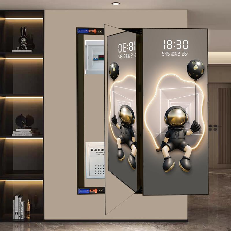 隐藏镜子电箱装饰画遮挡强弱电箱信号箱壁带钟表全身镜穿衣镜挂画