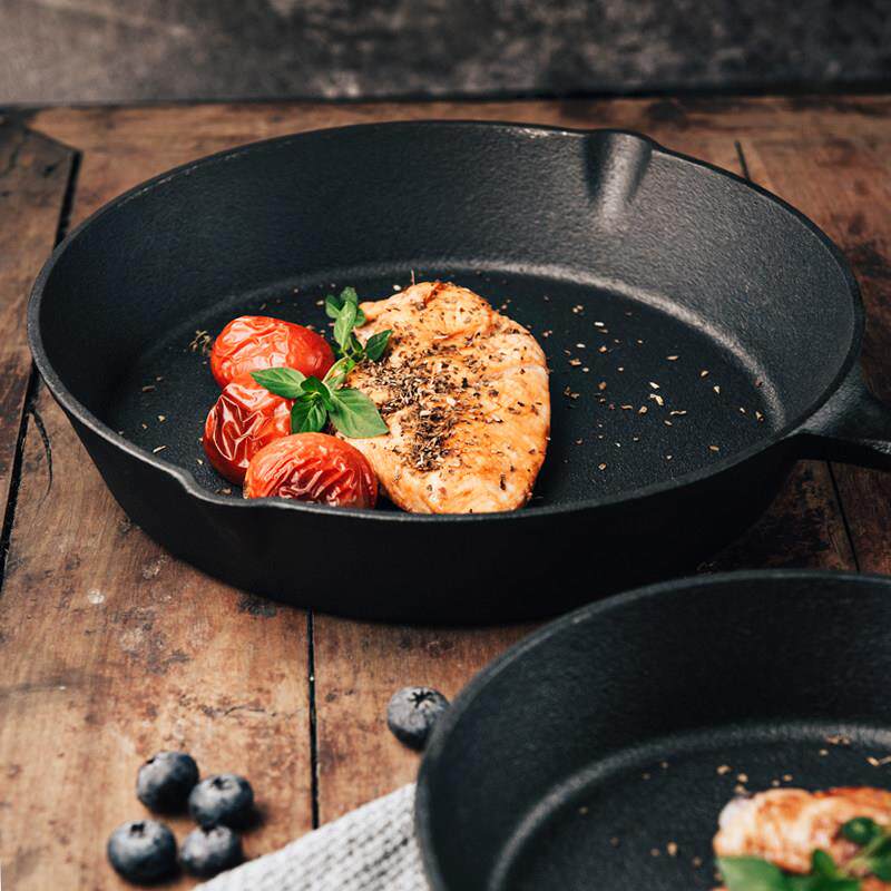 铸铁圆形烤盘健康无涂层韩式烤肉锅平底锅不粘锅煎锅家用烙饼锅