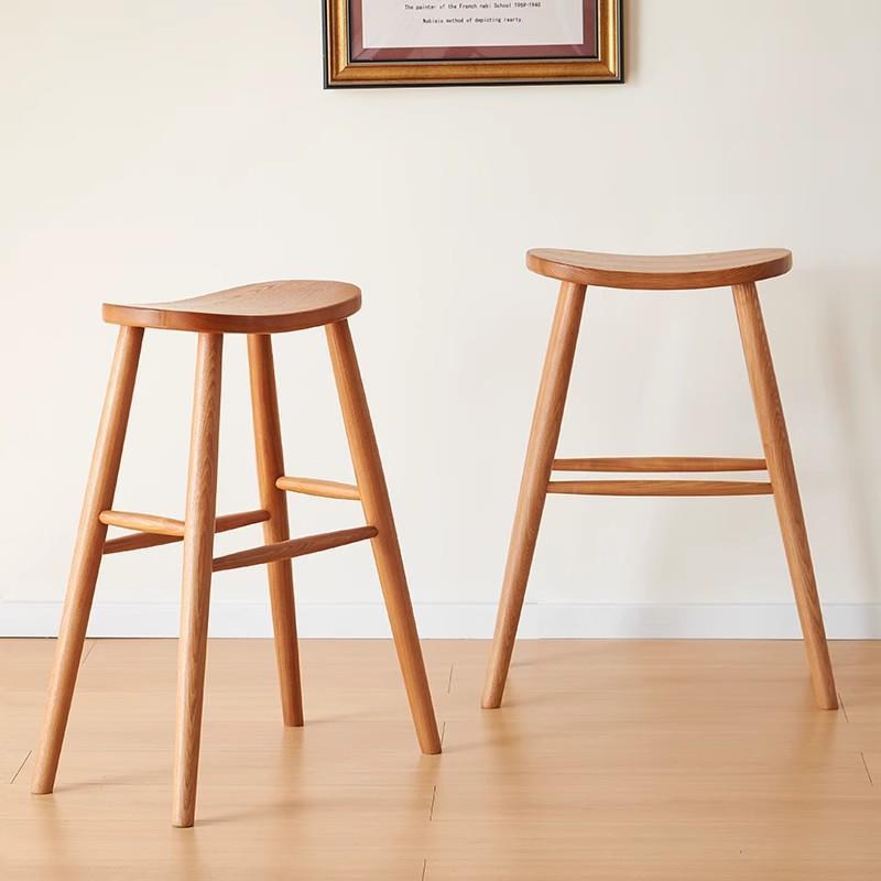 樱桃木吧台椅北欧家用高脚椅全实木简约高脚凳岛台豌豆原木餐椅