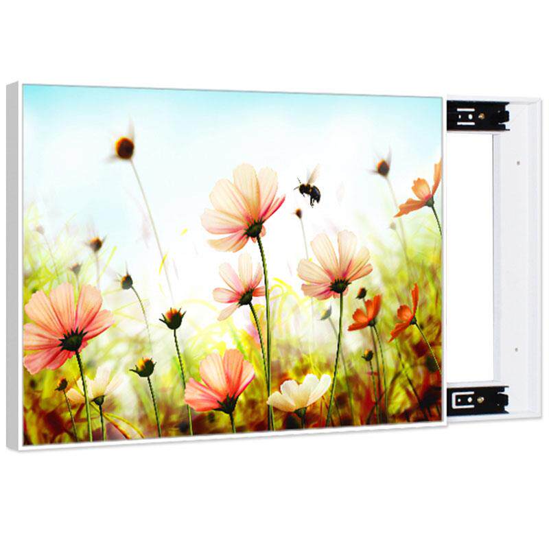 餐厅客厅电表箱装饰画简约推拉花卉液压挂画免打孔配电箱遮挡壁画