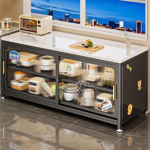 岩板厨房置物架餐边储物落地多层微波炉烤箱多功能收纳碗盘柜整体