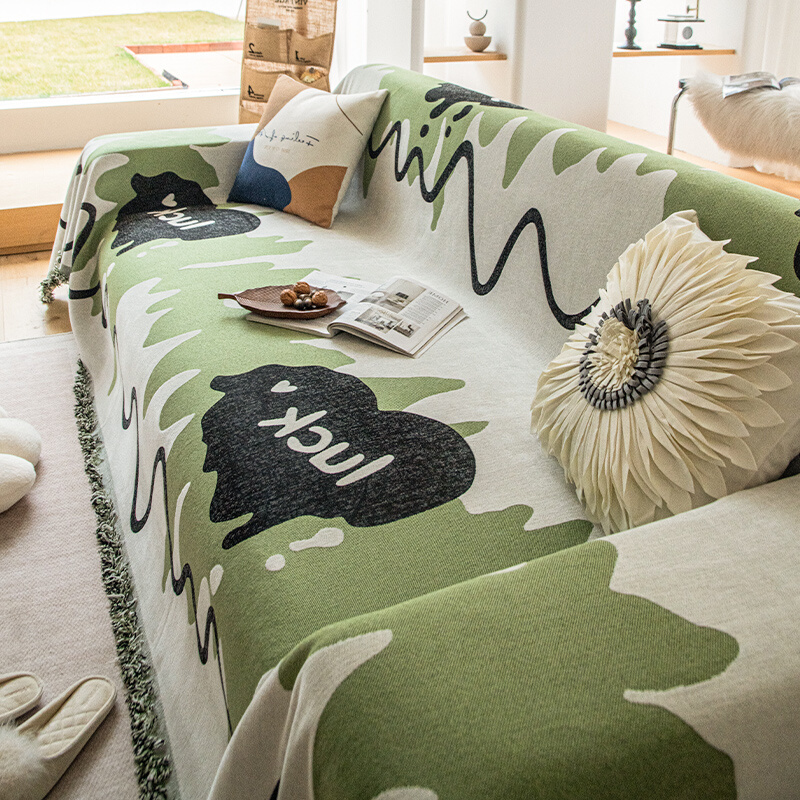 雪尼i尔ns风沙发巾一整张四季通用沙发盖布防猫抓沙发套罩全包毯