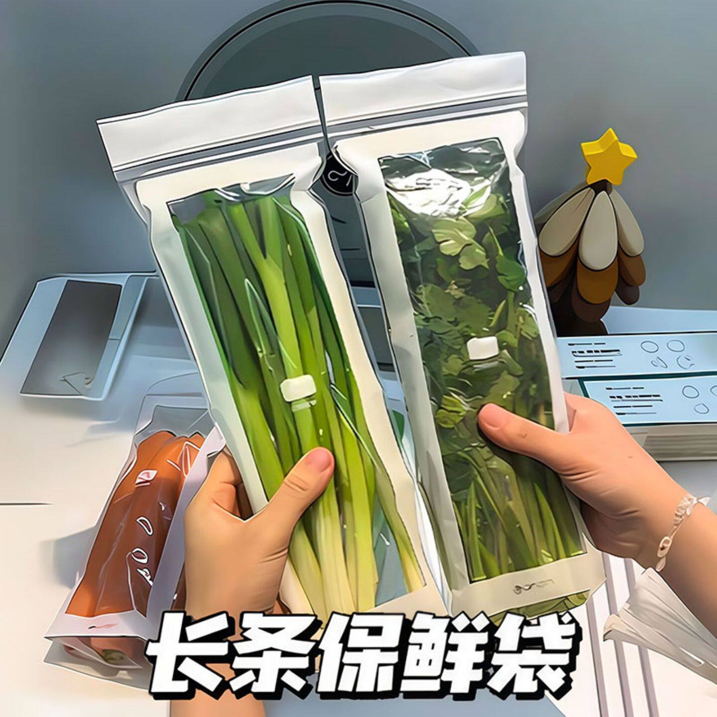 长条保鲜袋超实用!蔬果密封长条保鲜袋加厚食品级冰箱分装收纳袋