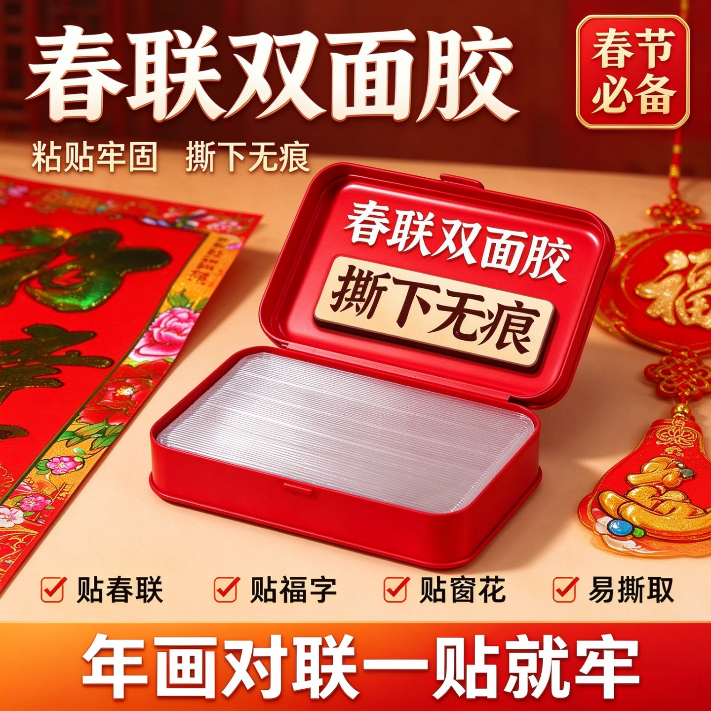 无痕强力透明对联双面胶