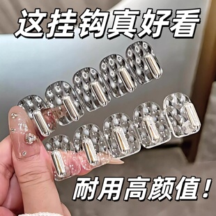 迷你无痕连排挂钩卫生间镜柜门后首饰粘贴壁挂小钩免打孔收纳承重